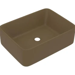 Plomberie-vidaXL Lavabo de luxe Crème mat 41x30x12 cm Céramique cr&egrave;me mat