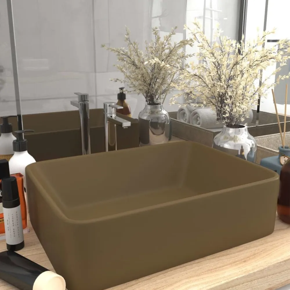Plomberie-vidaXL Lavabo de luxe Crème mat 41x30x12 cm Céramique crème mat