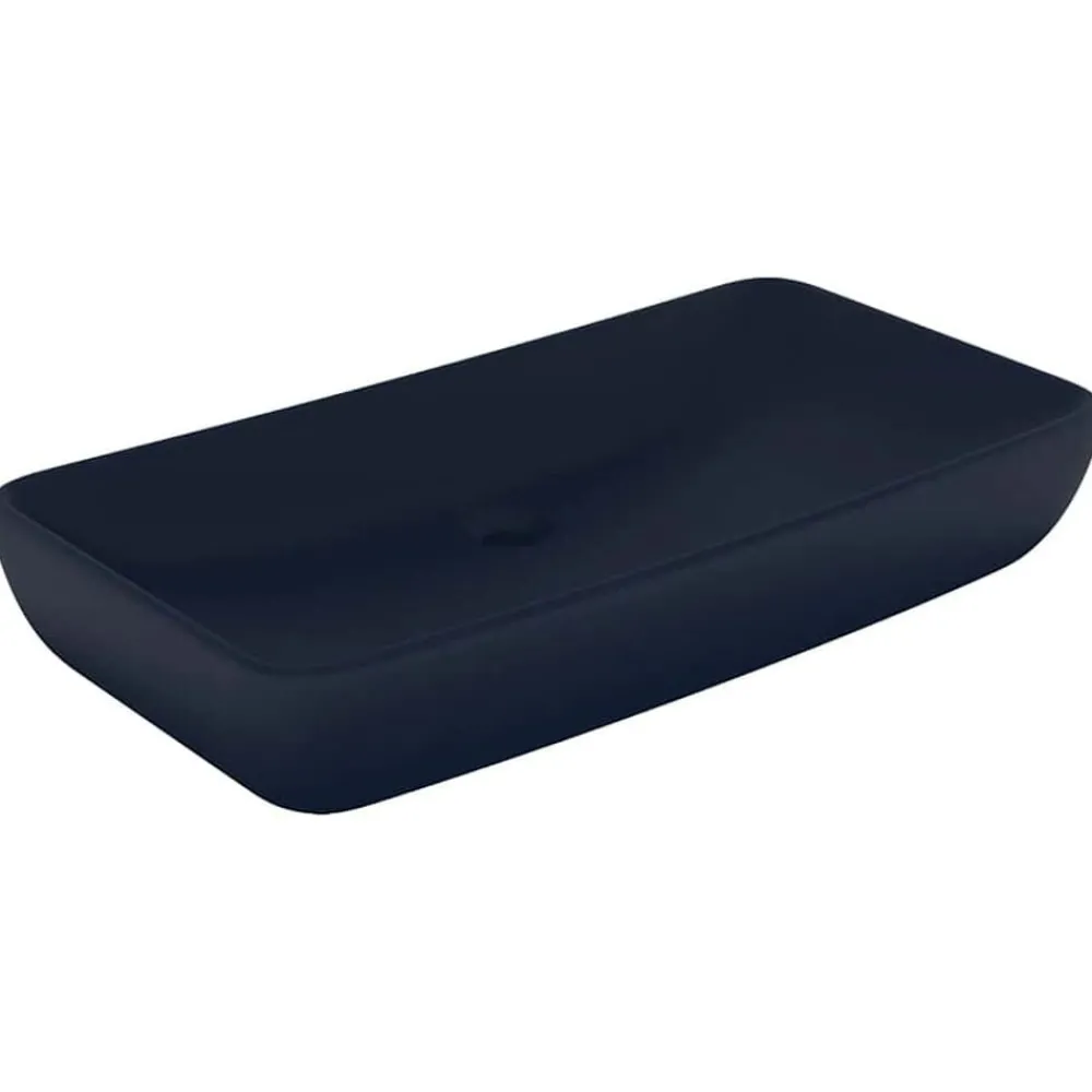 Plomberie-vidaXL Lavabo de luxe rectangulaire 71x38 cm Céramique bleu foncé mat