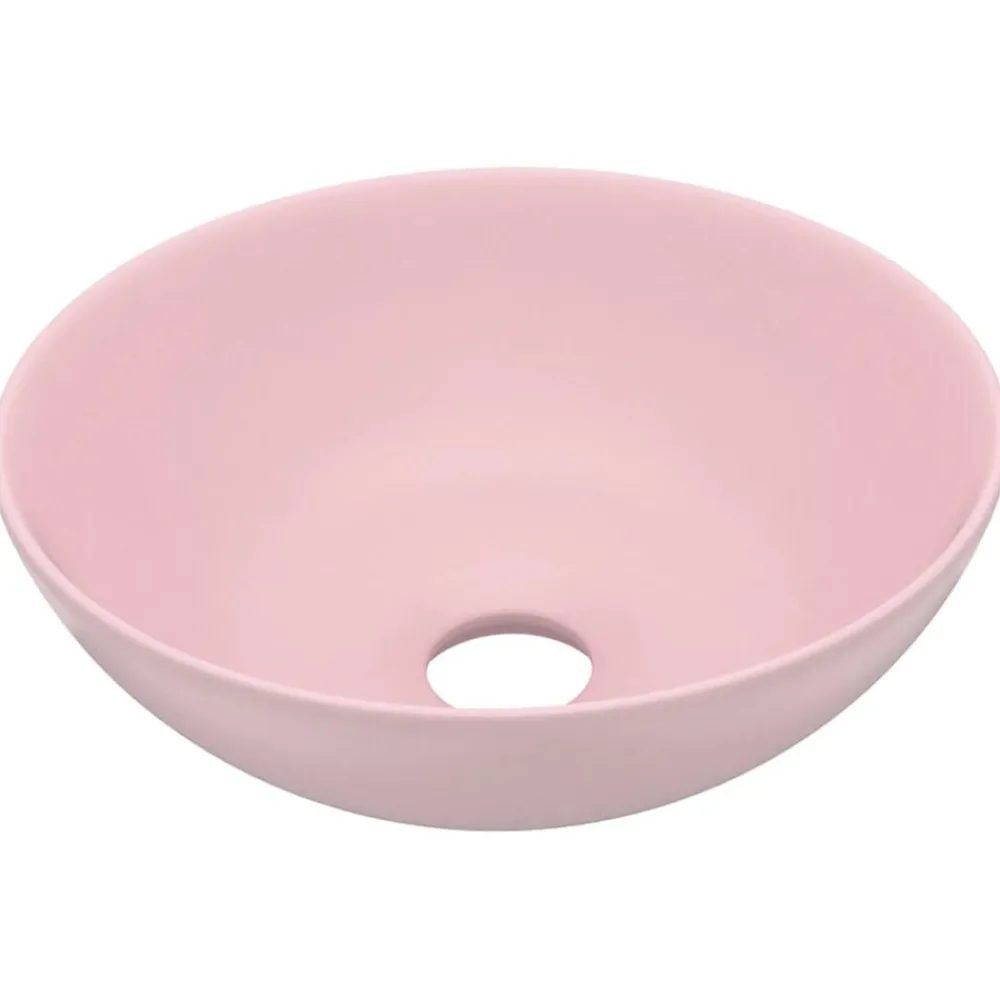 Plomberie-vidaXL Lavabo de salle de bain Céramique Rond rose mat