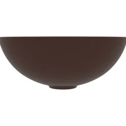 vidaXL Lavabo de salle de bain Céramique Marron Rond