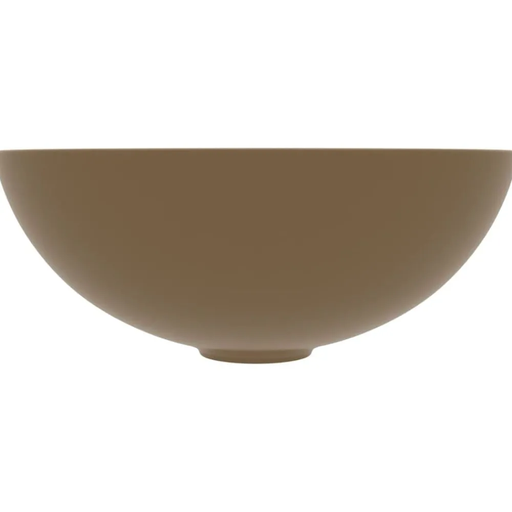 Plomberie-vidaXL Lavabo de salle de bain Céramique Crème mat Rond crème mat