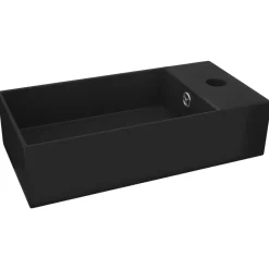 Plomberie-vidaXL Lavabo de salle de bain avec trop-plein Céramique mat Noir