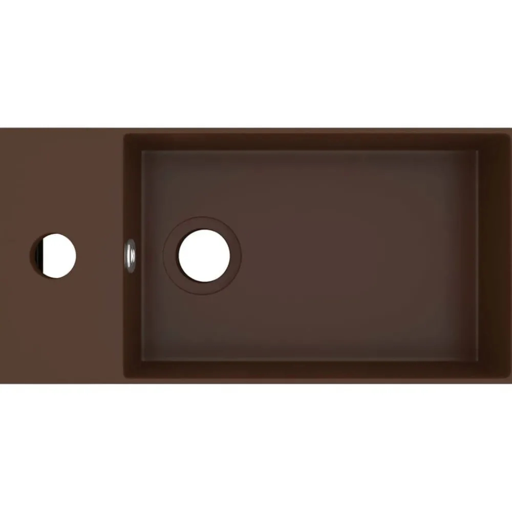 Plomberie-vidaXL Lavabo de salle de bain avec trop-plein Céramique Marron foncé
