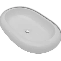 Plomberie-vidaXL Lavabo en forme ovale Céramique 63 x 42 cm Blanc