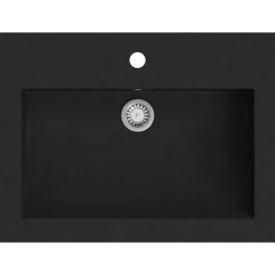 Plomberie-vidaXL Lavabo en granit 600 x 450 x 120 mm Noir