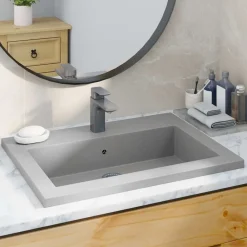 Plomberie-vidaXL Lavabo en granit 600 x 450 x 120 mm Gris