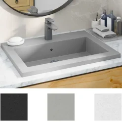 Plomberie-vidaXL Lavabo en granit 600 x 450 x 120 mm Gris