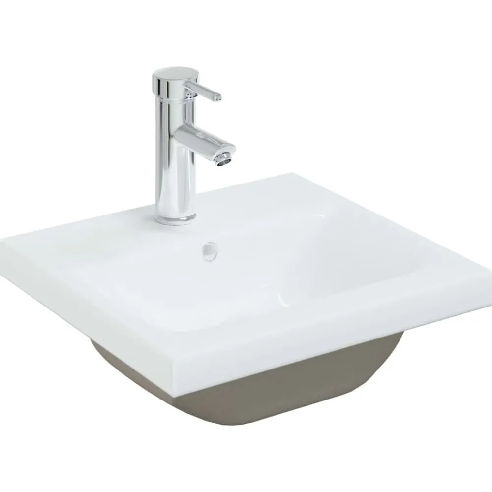 Plomberie-vidaXL Lavabo encastré avec robinet 42x39x18 cm céramique blanc