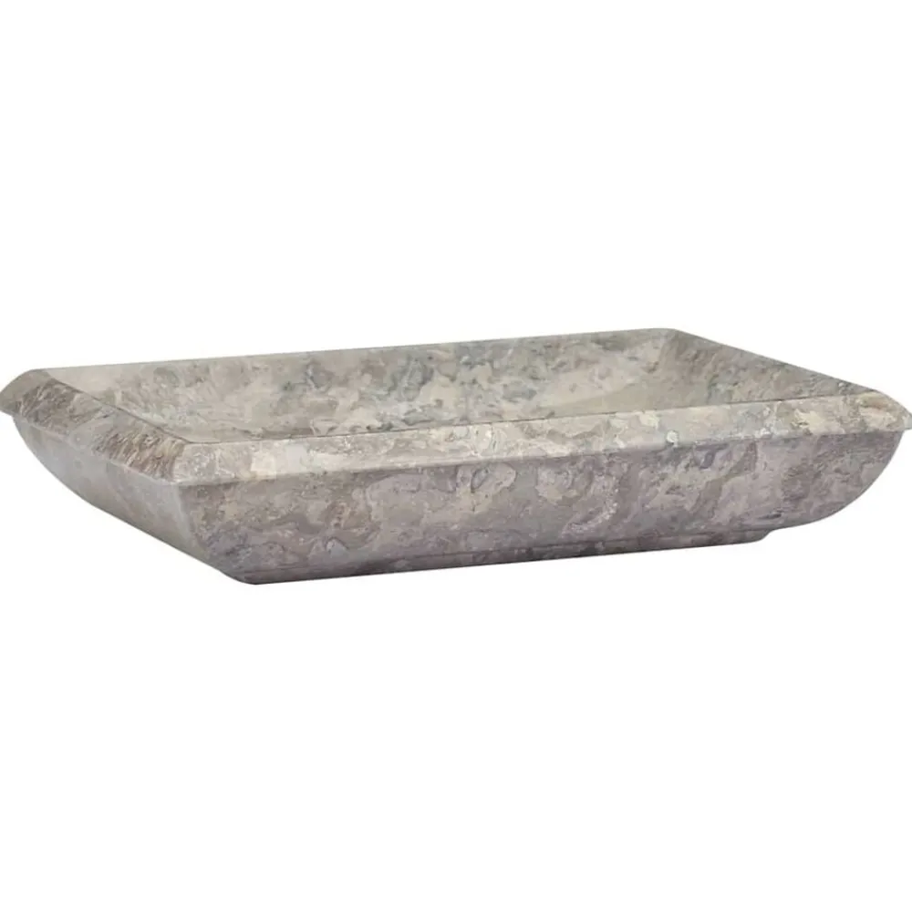 Plomberie-vidaXL Lavabo 50x35x10 cm Marbre Gris