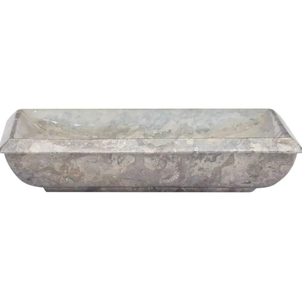 Plomberie-vidaXL Lavabo 50x35x10 cm Marbre Gris