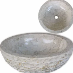 vidaXL Lavabo Marbre 40 cm Crème