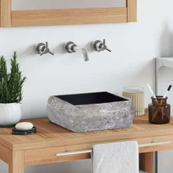 Plomberie-vidaXL Lavabo 30x30x13 cm Marbre Noir