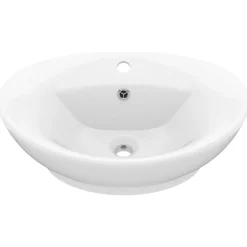 Plomberie-vidaXL Lavabo ovale de luxe à trop-plein 58,5x39cm Céramique blanc mat