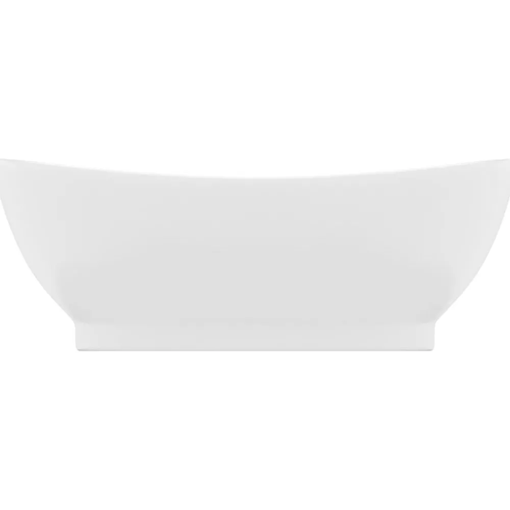 Plomberie-vidaXL Lavabo ovale de luxe à trop-plein 58,5x39cm Céramique blanc mat