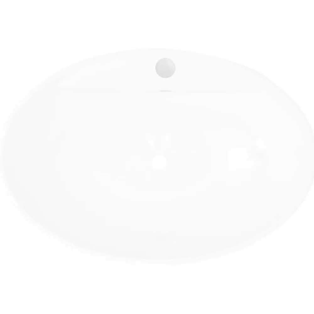 Plomberie-vidaXL Lavabo ovale en céramique avec trou de robinet Blanc