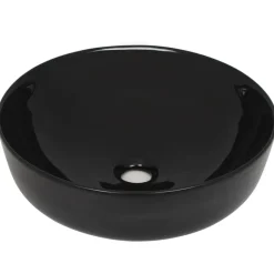 Plomberie-vidaXL Lavabo rond Céramique 41,5 x 13,5 cm Noir