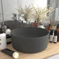 vidaXL Lavabo rond de luxe 40x15 cm Céramique