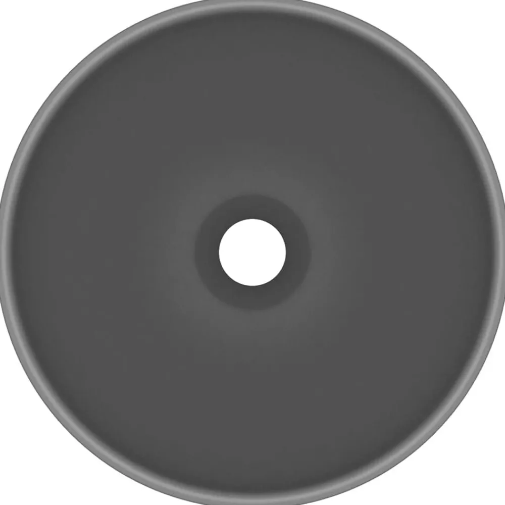 Plomberie-vidaXL Lavabo rond de luxe de salle 32,5x14cm Céramique gris foncé mat