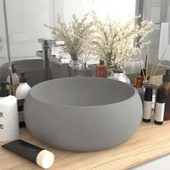 vidaXL Lavabo rond de luxe 40x15 cm Céramique