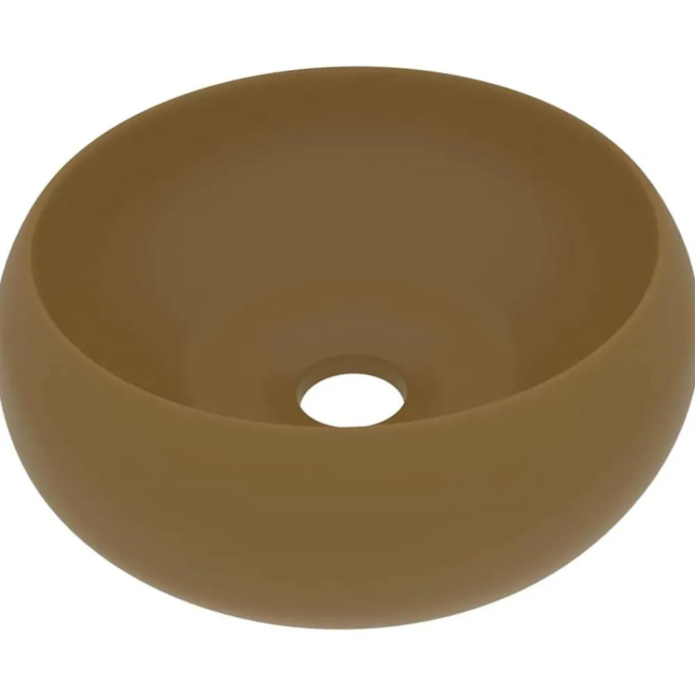 Plomberie-vidaXL Lavabo rond de luxe Crème mat 40x15 cm Céramique crème mat