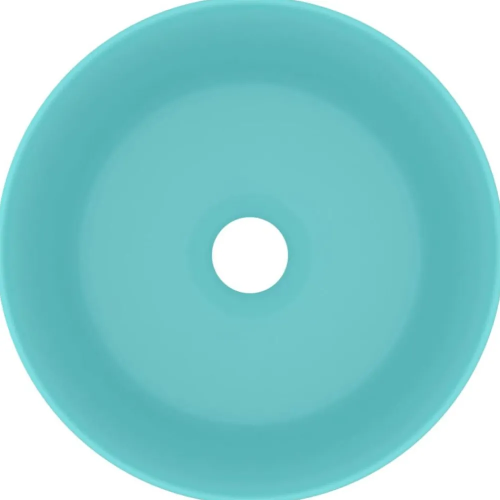 Plomberie-vidaXL Lavabo rond de luxe 40x15 cm Céramique vert clair mat