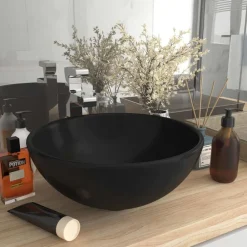 vidaXL Lavabo rond de salle de bain 32,5x14 cm Céramique