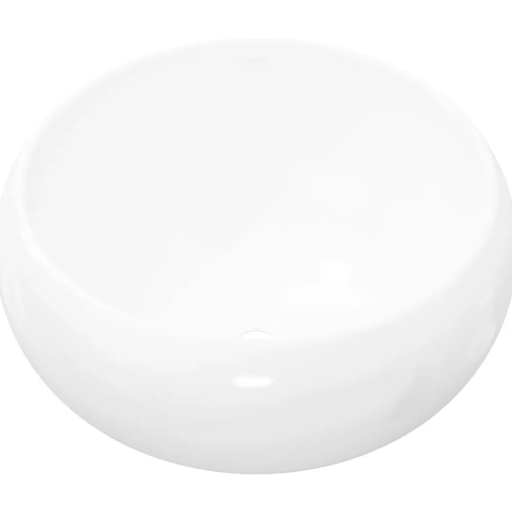 Plomberie-vidaXL Lavabo ronde Céramique 40 x 15 cm Blanc
