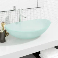 Plomberie-vidaXL Lavabo Verre trempé 54,5x35x15,5 cm Dépoli