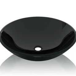 Plomberie-vidaXL Lavabo Verre trempé 42 cm Noir