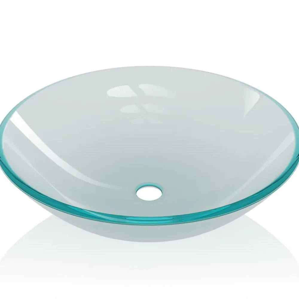 Plomberie-vidaXL Lavabo Verre trempé 42 cm Givré