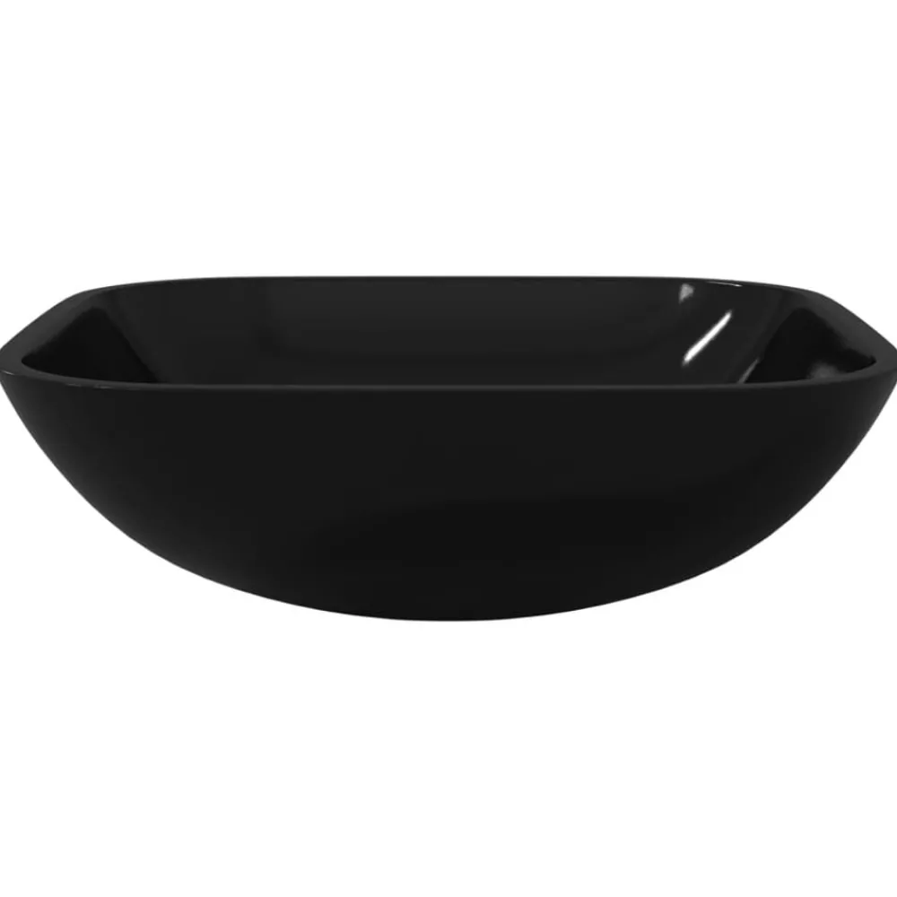 Plomberie-vidaXL Lavabo Verre 42x42x14 cm Noir