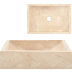 vidaXL Lavabo 45x30x12 cm marbre crème brillant