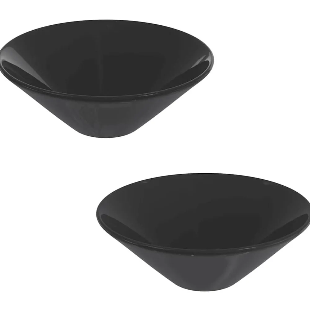 Plomberie-vidaXL Lavabos 2 pcs brillant Ø42x14 cm céramique Noir