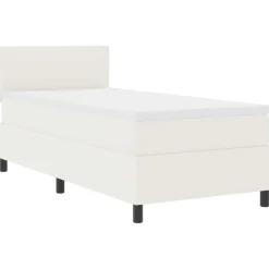Lits & Accessoires-vidaXL Lit à ressort LED avec tête de lit Crème et Blanc 100 x 200 cm Cr&egrave;me