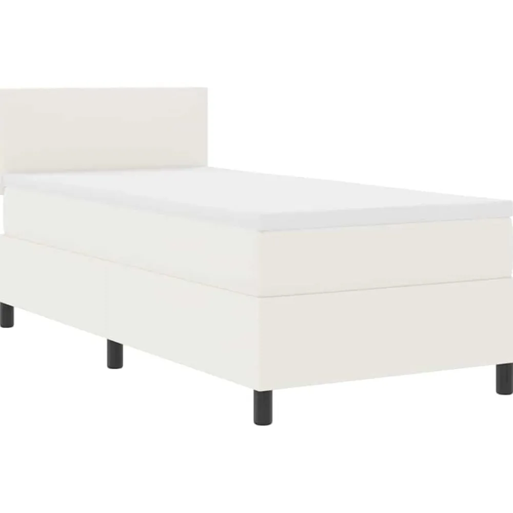 Lits & Accessoires-vidaXL Lit à ressort LED avec tête de lit Crème et Blanc 100 x 200 cm Crème