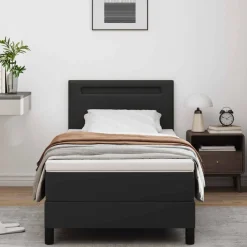 Lits & Accessoires-vidaXL Lit à ressorts avec matelas 90 x 190 cm Simili cuir Noir