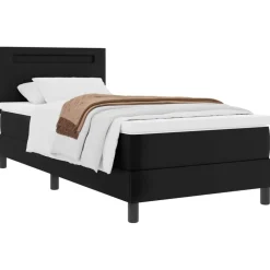 Lits & Accessoires-vidaXL Lit à ressorts avec matelas 90 x 190 cm Simili cuir Noir