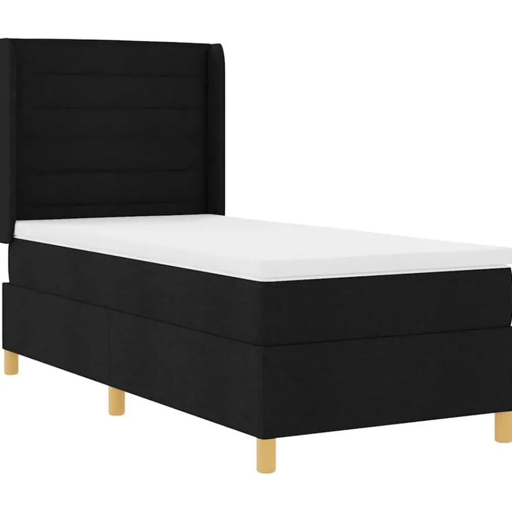 Lits & Accessoires-vidaXL Lit à ressorts avec bandes LED 80 x 200 cm tissu Noir