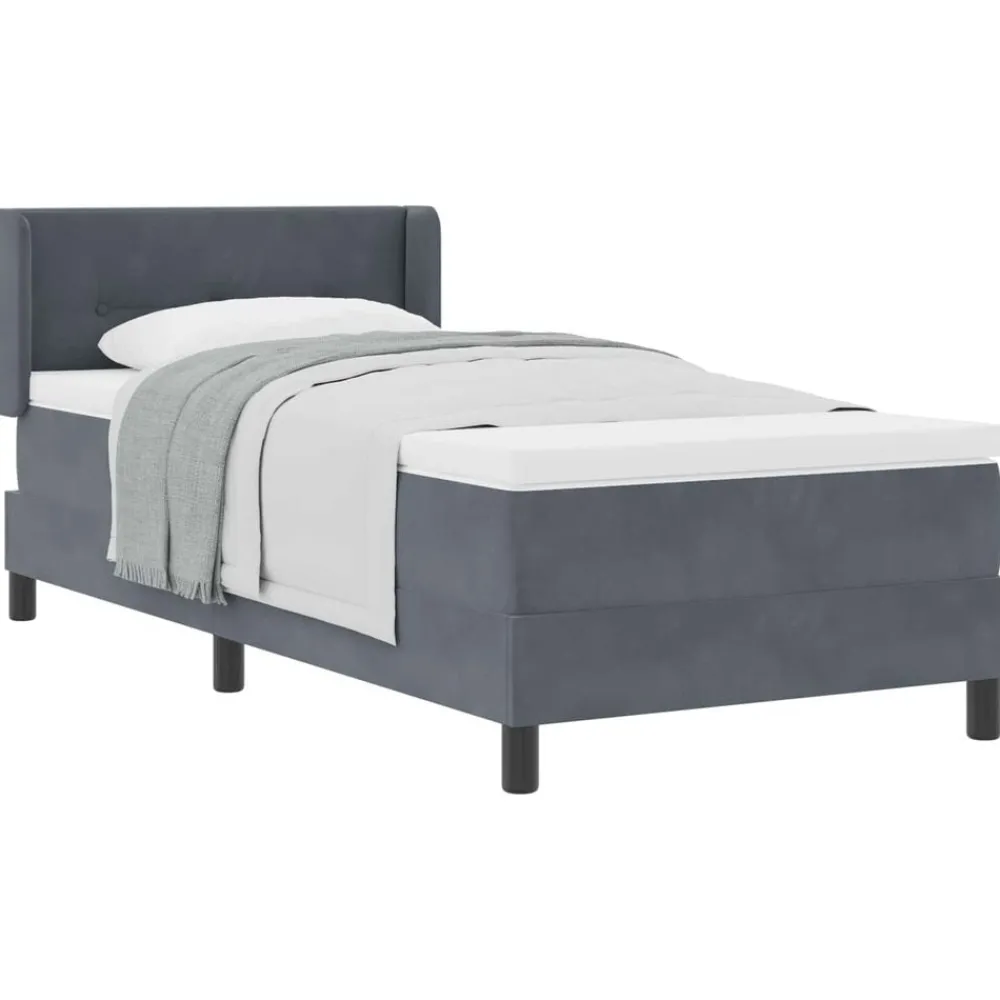 Lits & Accessoires-vidaXL Lit à ressorts avec tête de lit 200 x 80 cm Velours Gris foncé
