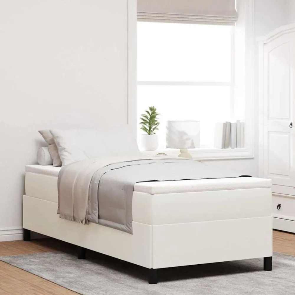 vidaXL Lit à ressorts Crème 80 x 200 cm Tissu en velours côtelé