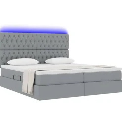 Ensembles De Meubles-vidaXL Lit avec bandes LED avec stockage 180 x 200 cm tissu Gris clair