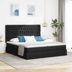 vidaXL Lit avec bandes LED avec tête de lit 180 x 200 cm tissu