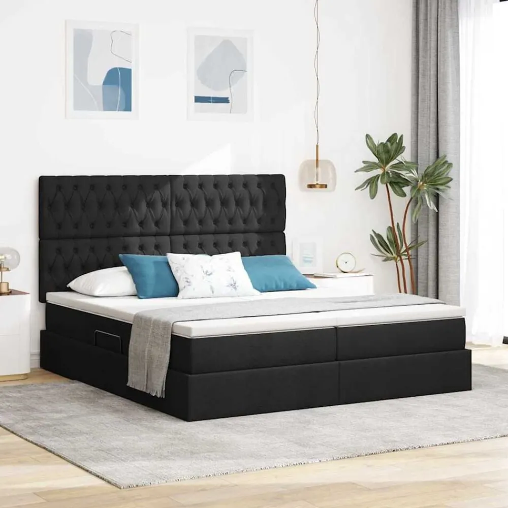 vidaXL Lit avec bandes LED avec tête de lit 180 x 200 cm tissu