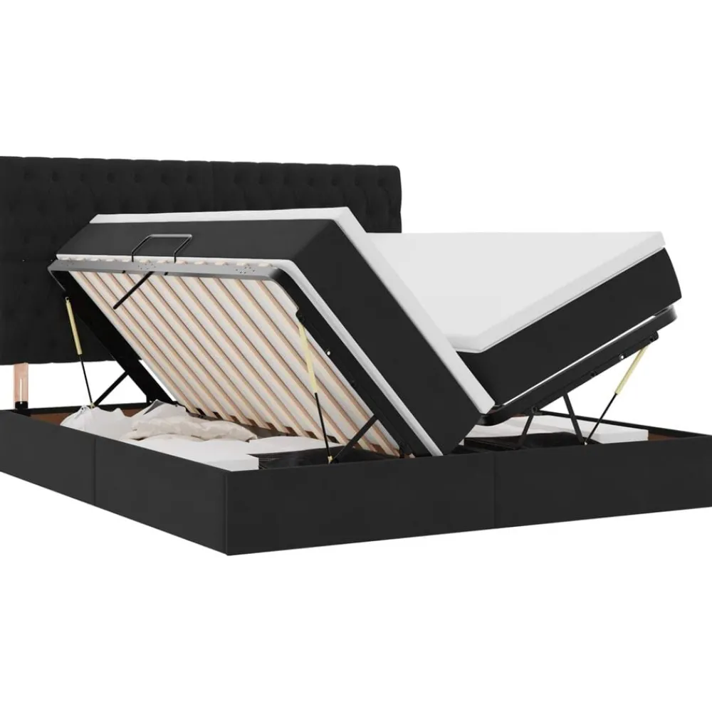 Ensembles De Meubles-vidaXL Lit avec des lumières à LED 180 x 200 cm Velours Noir