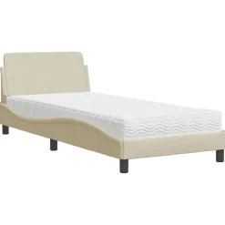 Lits & Accessoires-vidaXL Lit avec matelas Dover crème 80x200 cm tissu Cr&egrave;me