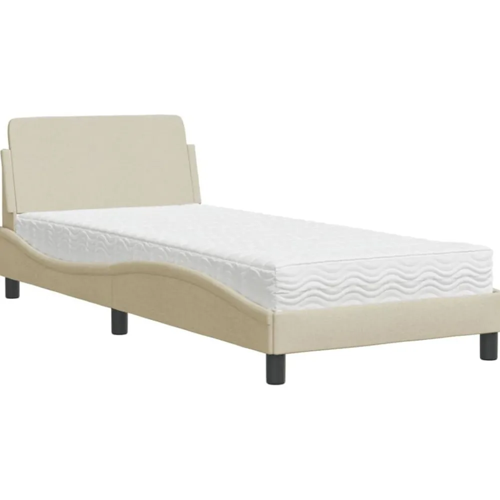 Lits & Accessoires-vidaXL Lit avec matelas Dover crème 80x200 cm tissu Crème