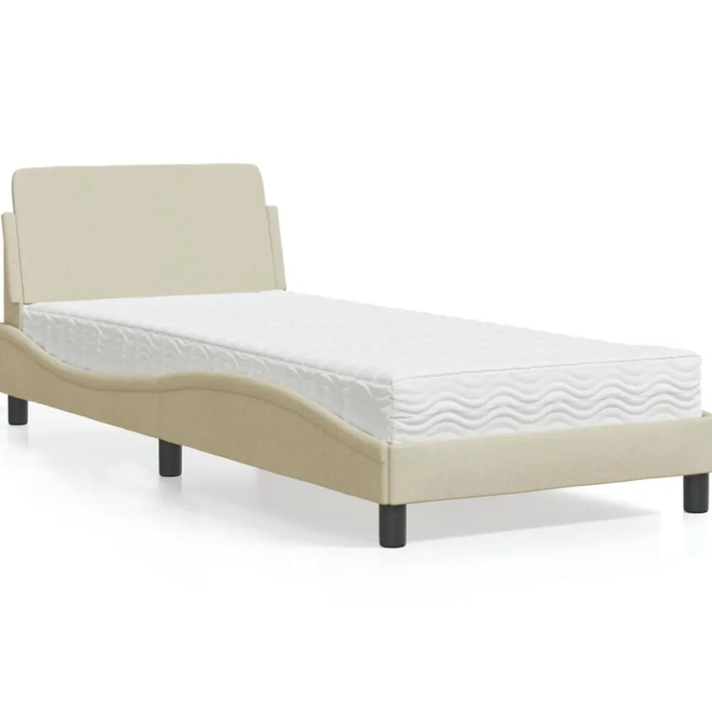 Lits & Accessoires-vidaXL Lit avec matelas Dover crème 80x200 cm tissu Crème