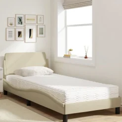 Lits & Accessoires-vidaXL Lit avec matelas Dover crème 80x200 cm tissu Crème