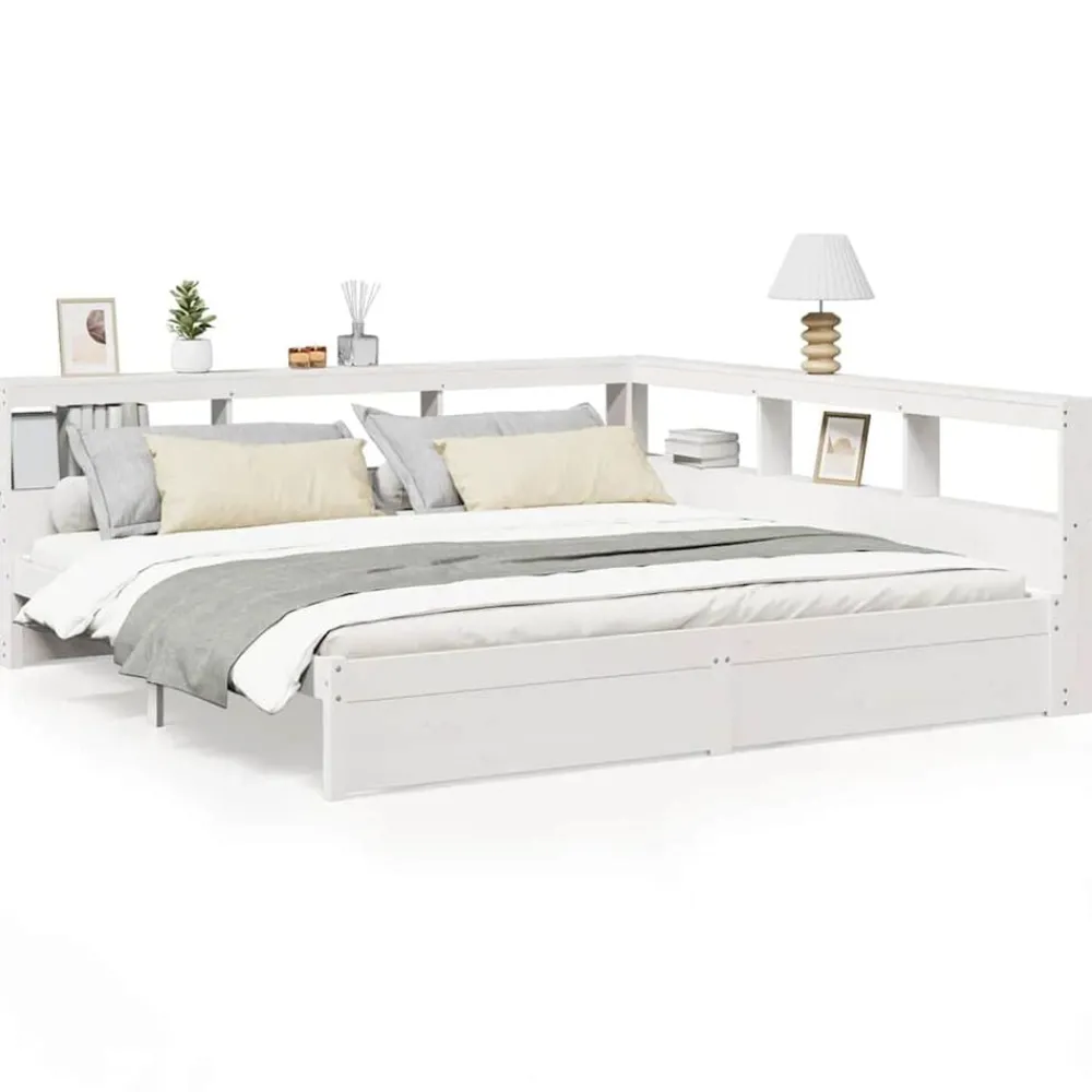 vidaXL Lit bibliothèque sans matelas 200x200 cm bois pin massif